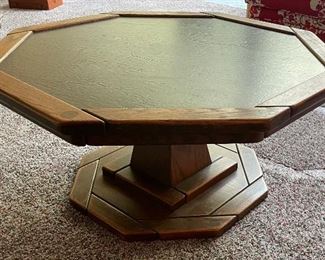 6_____$150 
Octogonal oak table black top 42x42x20