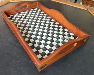 9_____$90 
Mac kenzie wood & tile tray 21x12
