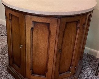 12_____$95 
Drexel MCM side table/cabinet round 22Tx25W