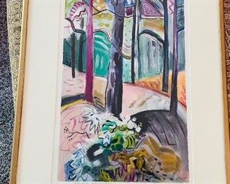 17_____$95 
Oil on paper "forest patterns" A.Gibst 30x22