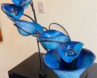 22_____$250 
Glass blown fountain with paperweight style balls 25x32x