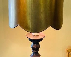 30_____$150 
MCM Pair of lamps 46x18 composite with gold shades&nbsp;
