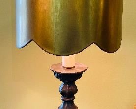 30_____$150 
MCM Pair of lamps 46x18 composite with gold shades&nbsp;