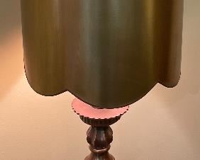30_____$150 
MCM Pair of lamps 46x18 composite with gold shades&nbsp;