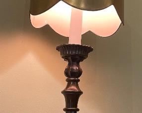 30_____$150 
MCM Pair of lamps 46x18 composite with gold shades&nbsp;