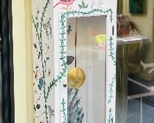 35_____$150 
Artist painted tall case clock 71x16x10 Herschede MS clock working not guarantee after you move 