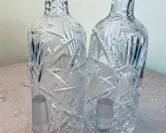 43_____$100 
Pair of cut crystal decanters 13x4