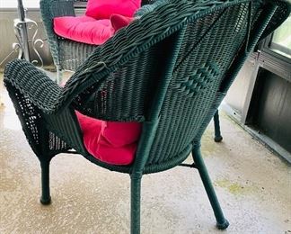 45_____$150 
All weather wicker 2 armchairs 35x28 + 1 side table 
