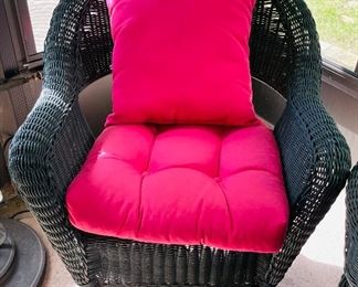 45_____$150 
All weather wicker 2 armchairs 35x28 + 1 side table 