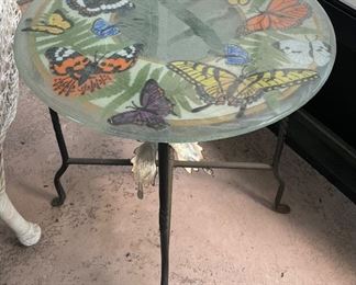 48_____$60 
Butterfly glass top table 21x21 round 
