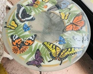 48_____$60 
Butterfly glass top table 21x21 round 
