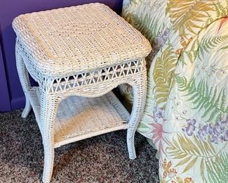 75_____$325 
Queen wicker size bed with side table 