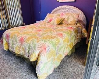 75_____$325 
Queen wicker size bed with side table 