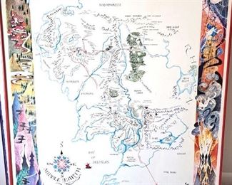 RARE1966 LORD OF THE RINGS MIDDLE EARTH POSTER MAP FRAMED