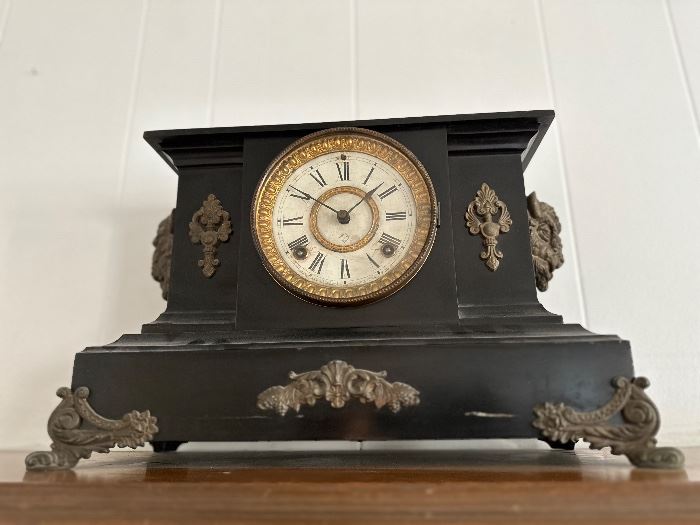 Fabulous Antique Mantel Clock 
Early Figural Clock with Bison 