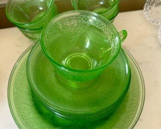 Green Depression Glass 