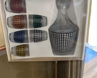 MCM Decanter shot glass set NIB 