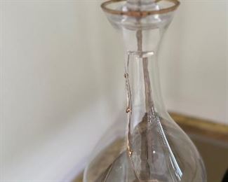 Pair of Glass and Gold Decanters 