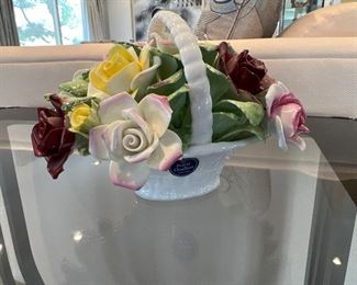 Royal Doulton flowers in a basket