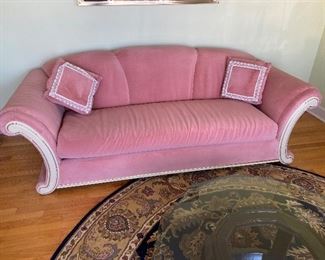 Michelangelo Designs, Italy. Over Stuffed Tufted Pink Velvet Sofa, 