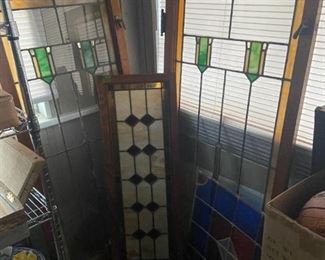 stained glass windows, basketball, steamer trunk