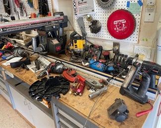 Note: the Craftsman radial saw you may see in pictures in built into the cabinet and will not be for sale