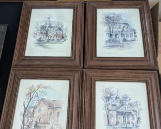 4 wood framed artworks by Coby Carlson 