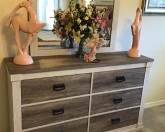 6 Drawer Dresser with attached Mirror