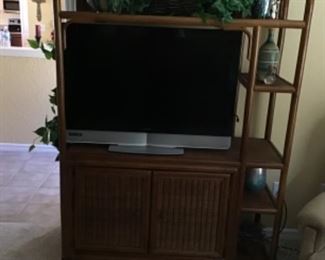 Cane & Wicker Etagere with display shelves