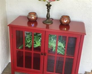 Red Glass Door Cabinet