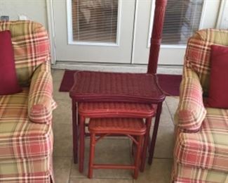 Red Wicker Nesting Tables