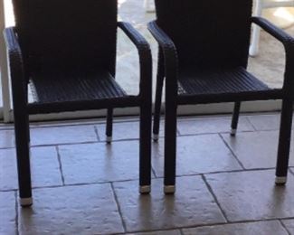 Pair of Vinyl Woven Chairs (they stack)