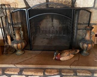Ducks Unlimited duck, Fireplace tools, screen