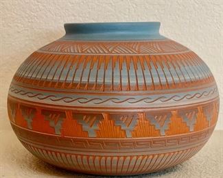 Hand Carved Silvia Johnson Navajo Pot