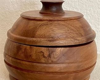 Hand Carved Solid Walnut Covered Lidded Bowl