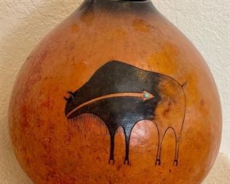 D. R. Nance Silver City New Mexico Hand Painted Gourd 