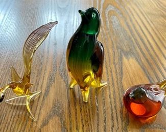 (3) Murano Art Glass Bird Figurines (as Is)
