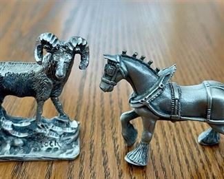 Pewter Anheuser Busch Clydesdale Horse And Pewter Big Horn Sheep
