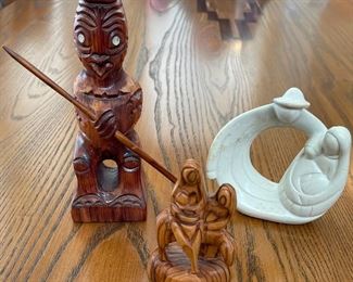 Hand Made Kenya Stone Carved Family Figurine, Wood Carved Warrior, Israel Bethlehem Wood Carving