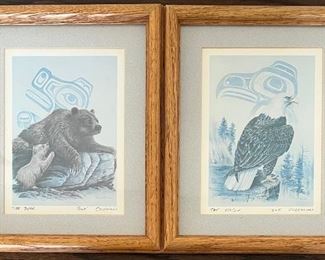 (2) Small Sue Coleman North West Signed Prints - " The Eagle " And " The Bear "