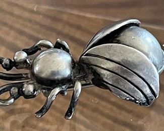 Vintage Navajo Sterling Silver Bug Pin Signed 