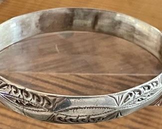 Vintage Sterling Silver Stamped Cuff Bracelet  - Total Weight 29.7 Grams 