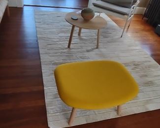 Ottoman and Small Oak Table