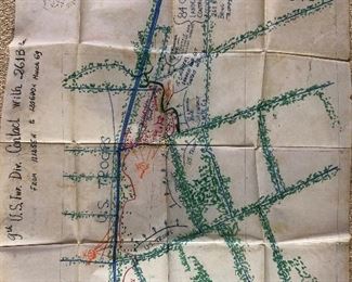Original Vietnam War hand drawn map; **Part of Vietnam collection**