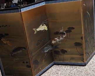 4 part Asian panel;  Coy theme