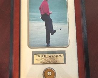 "Tiger Woods" framed picture, with Masters Pin and Certificate of Authenticity