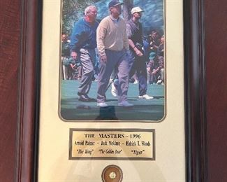 "The Masters" framed picture, with Masters Pin and Certificate of Authenticity