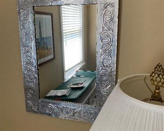 Tin framed mirror