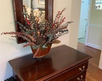 Antique mirror, floral, dresser