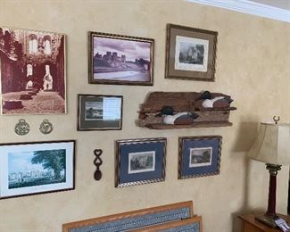 English castles, love spoon, horse brasses, decoy ducks